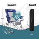 FUNDANGO Rocking Camping Chair, 2 Pack High Mesh Back Portable Folding Camp Chairs with Pillows, Cup Holder and Carry Bag for Lawn Patio Garden Outdoor Supports 300 Lbs (Blue/Grey)