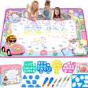 Water Doodle Mat- Kids Painting Writing Doodle Board Toy - Color Drawing Mat Bring Magic Pens Educational Toys for Age 3 4 5 6 7 8 9 10 Year Old Girls Boys Toddler Present (Pink)
