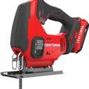 CRAFTSMAN V20 Cordless Jig Saw Kit, 3 Orbital Settings, Up to 2,500 SPM, Battery and Charger Included (CMCS600D1)