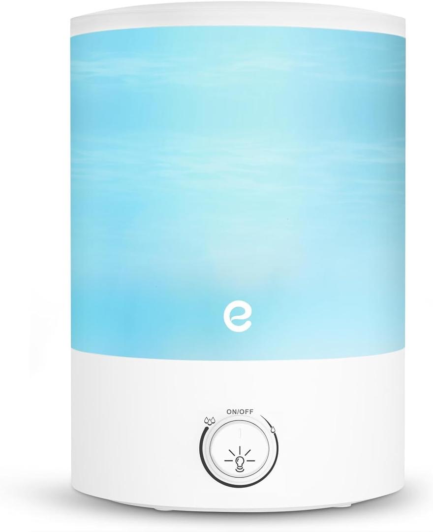Esemoil Humidifiers for Bedroom, 2.5L Cool Mist Ultrasonic Air Humidifier with Top Fill & Quiet, 360 Nozzle, BPA Free, 25 Hour Diffuser with 8 Color Light & Auto Shut-off for Home Baby Nursery Plants (Blue)