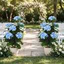 31" Large Artificial Blue Hydrangea Floor Plant, Realistic Faux Silk Floral Arrangement in Black Pot, UV Resistant Tall Outdoor Decorative Flowers for Porch, Patio, Office & Home Entrance