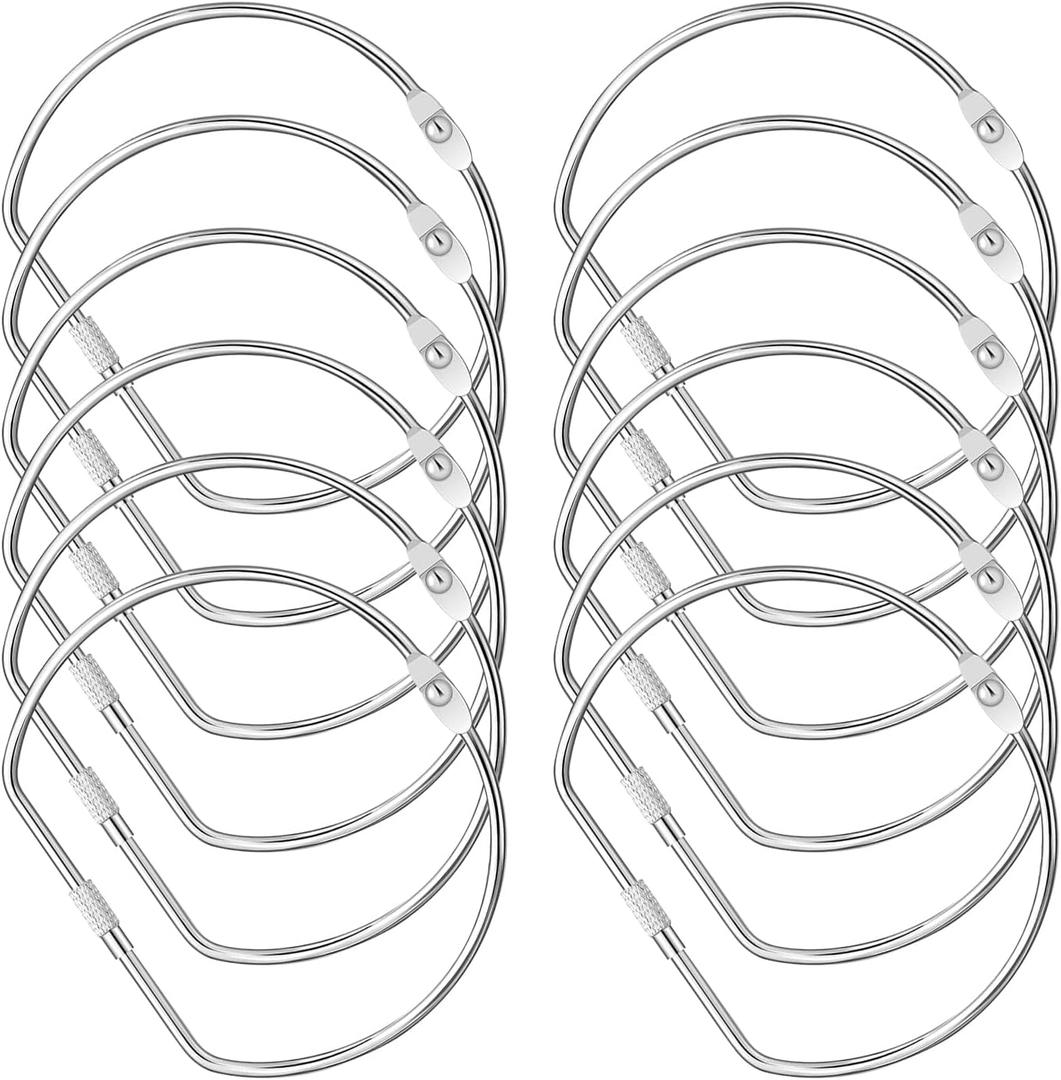 12 PCS 4 Inch Loose Leaf Binder Rings, Nickel Plated Book Rings for Index Cards, Keychains, DIY Crafts, Office, School,Home (D-Shape)