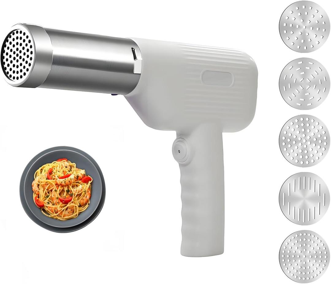 Handheld Electric Pasta Maker, 5-in-1 Cordless Pasta Maker Machine, Portable Noodle Maker with Noodle Molds, Automatic Noodle Press Machine, Homemade Spaghetti Maker For Kitchen Handheld Electric Pasta Maker, 5-in-1 Cordless Pasta Maker Machine, Portable Noodle Maker with Noodle Molds, Automatic Noodle Press Machine, Homemade Spaghetti Maker For Kitchen