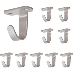 NearMoon Stainless Steel Screw Mounted Ceiling Hooks, Under-Shelf Towel/Robe Clothes Hook Heavy Duty Coat Hanger for Bathroom Kitchen Cabinet Garage, 10 Pack (Brushed Nickel)