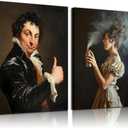 2Pcs Framed Funny Bathroom Canvas Wall Art Black and White Vintage Humor Restroom Wall Deco Pictures Toilet Unpleasant Odor Prints Posters Paintings for Bathroom Home Country Farmhouse Toilet Decor