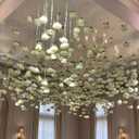 42 Pcs 3.28 ft White Rose Flower Garland Hanging Artificial Wedding Flowers Ceiling Vine Decor Fake Floating Floral Garlands with Hooks for Wall Wedding Backdrop Bachelorette Bridal Shower Party