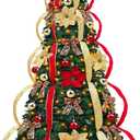 7Ft Pop Up Christmas Tree,Prelit 250 Warm White LED Lights,1 Minute Pull Up,Fully Decorated 84 Ornaments,8 Lighting Modes & Timer,Fire-Resistant,Foldable,Collapsible Outdoor Indoor Holiday Party Decor