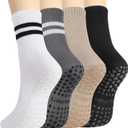 Striped Pilates Socks with Grips for Women