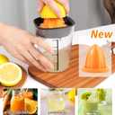 Hand Juicer, 6 in 1 Multifunctional Cup, Lemon Squeezer, Citrus Juicer With 600ML20 OunceCapacity Measuring Cup, Zucchini Spiralizer Noodle Maker,For Lemon,Orange,Zucchini (White) (4 Blade, Black)