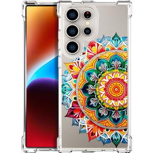 Compatible with Samsung Galaxy S24 Ultra Cases with Design, Cute Transparent Designer Phone Case for Women Girls Girly with Heavy Duty Protective Bumper (Clear Mandala Floral)