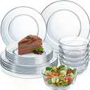 Havawish 18 Pcs Glass Dinnerware Set Sleek Round Clear Glass Plate and Bowl Sets for Dessert, Salad, Fruit, Dishwasher, Microwave Safe Kitchen Dining