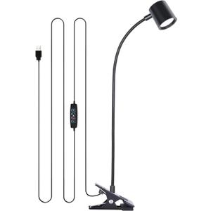 Dott Arts Desk Lamp, USB Clip On Light, Book Lights for Reading at Night,3 Color Modes,10 Brightness Clamp Lights,360 Gooseneck LED Reading Light for Books in Bed, Eye-Care for Home Office, Headboards