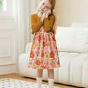 Size 3-4 Toddler Girl Floral Dresses 3T-4T Cute Rianbow Long Sleeve Fall Dress for Little Girls Rufffle Birthday Kids Cardigan Sleeveless Sets