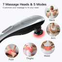 MEGAWISE Handheld Back Massager | Deep Tissue Percussion Massage for Back, Neck, Shoulders, Waist and Legs (Silver Grey) with 6ft Power Cord, Ergonomic Handle