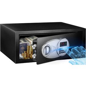 TOTOY 1.2 Cu Ft Small Safe Box For Home Documents with Emergency Battery Box - Steel Security Safe and Lock Box with Electronic Keypad, LED Sensor Light- Safety Box For Cash, Jewelry, Valuables