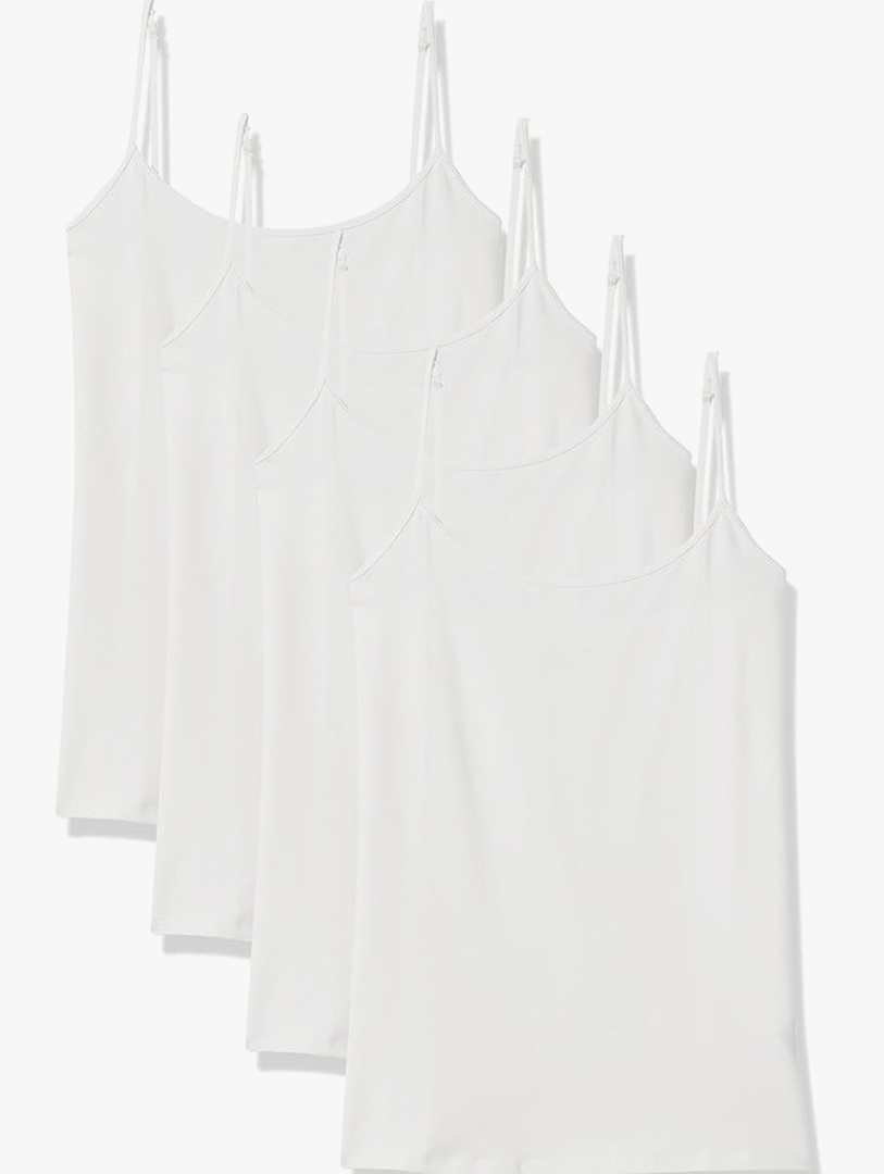 Amazon Essentials Women's Slim-Fit Camisole, Pack of 4 Size Large