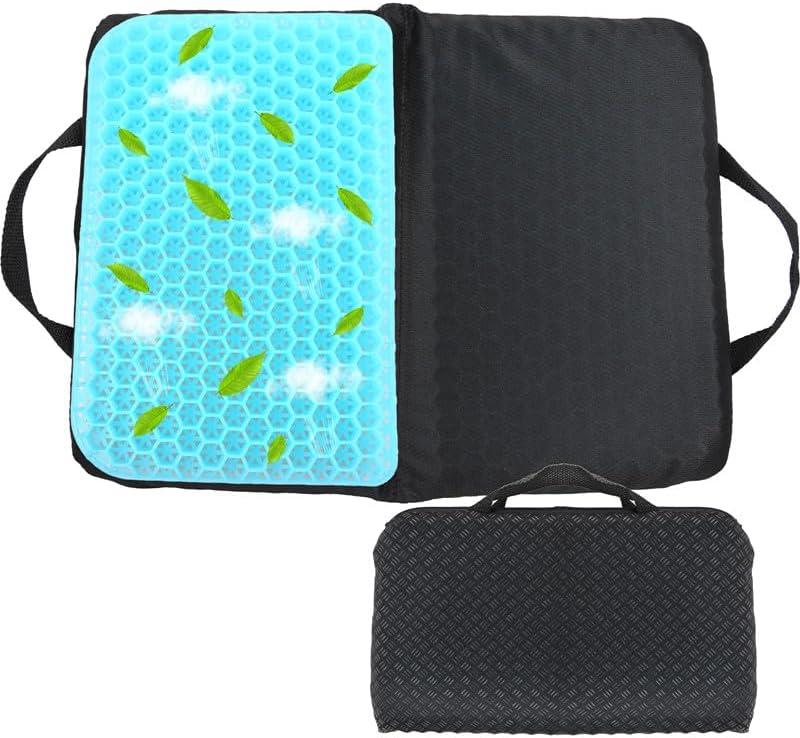Portable Compact Seat Cushion (14.5" x 10.6") Foldable Travel Cushion, for Airplane Seats, Camping, Stadium, Cinema, Garden Benches Seat Cushion (Black)