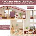 Lehoo Castle Wooden Dollhouse for Girls, Doll House with 5 Rooms DIY Play, 25"H x 23"L x 10"W