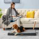 LE SURE Washable Dog Bed Cover Replacement - Large Size Flannel Plush Fleece Cover for Orthopedic Pet Mat 35x22x3 Inches, Grey