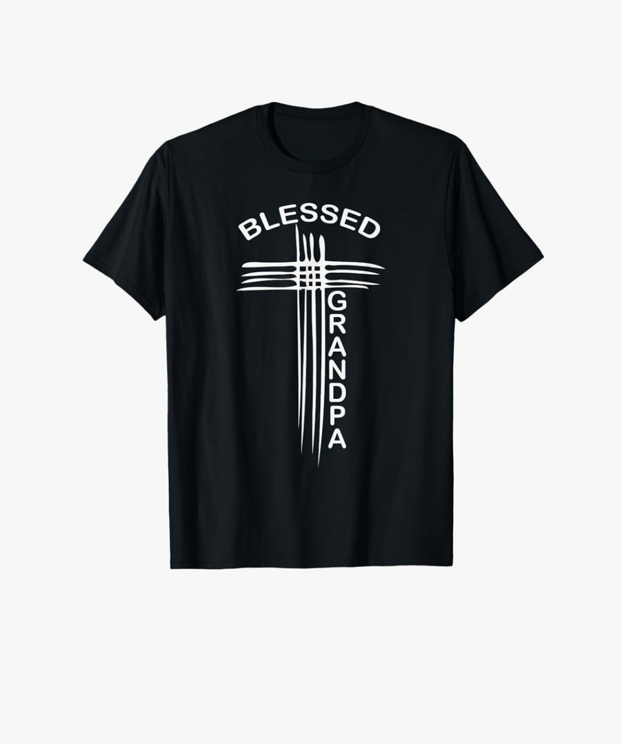 Blessed Grandpa Christian Cross Religious T-Shirt XXL