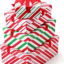 Zhanmai 4 Pcs Christmas Nesting Gift Boxes Christmas Hard Stackable Boxes with Lids Decorative Xmas Nested Present Boxes for Birthday Party Gift Supplies (Red, White, Green, Striped) (Multicolor)