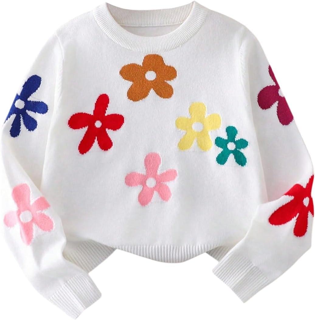 SOLY HUX Girl's Floral Sweaters Long Sleeve Crewneck Sweater Pullover Tops