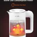 0.6L Small Electric Tea Kettle Lightweight, 20 Ounce Double Wall Hot Water Boiler Stainless Steel Auto Shut-off, 120V Portable Travel Electric Kettle Fast Boil for Tea and Coffee,White