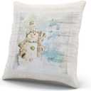 ONGING Decorative Throw Pillow Case Gray Blue and Ivory Christmas Cute Snowman with Snowflakes Pillowcase Cushion Cover One Side Design Printed Square Size 20x20 inch (Multi 04)