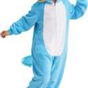 Gorkonpy Axolotl Costume Kids Girls Animal Onesie Pajamas Halloween Party Dress Up (Blue, 6-7 Years)