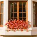 Artificial Fall Hanging Flowers for Outdoors Decoration, 2Pcs Fake Petunias Silk Plants UV Resistant No Fade, Realistic Faux Flower Look Real for Outdoor Planters Garden Porch Patio (Fall Orange)