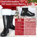Men's Black Santa Claus Boots-Premium Faux Leather Wide Calf Santa Combat Shoes Adult Men with Non-Slip Sole, Christmas Footwear for Halloween Parties & Cosplay (9- 9.5)