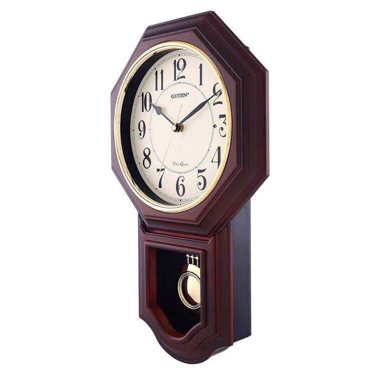 Chiming Wall Clock with Pendulum - Pendulum Wall Clock with Westminster Chimes&Strike Clock, Battery Operated, Faux Wood Pendulum Clock for Living Room, Office, Home Decor & Gift