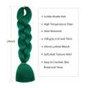 Herina Dark Green Hair Extensions 3pcs Green Braiding Hair For Fake Braids High Temperature Jumbo Braiding Hair For Braids(3pcs/pack)