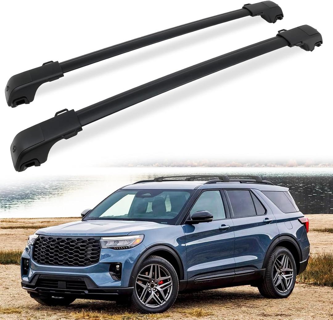 330 LBS Lockable Roof Rack Cross Bars Fit for Ford Explorer 2026 2025 2024 2023 2022 2021 2020 with Side Rails Cargo Carrier CrossBars Luggage Accessories
