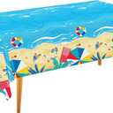 Gatherfun Beach Theme Party Supplies Summer Pool Disposable Tablecloth Plastic Waterproof Table Cover for Hawaiian Party Birthday Decorations, 3 Pack 54X108inch