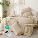 MILDLY Super Soft Duvet Cover - 100% Washed Microfiber Light Khaki Comforter Cover Set 3 Pieces with Zipper Closure & Corner Ties (No Comforter)
