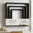 Shadowbox Shelf With Beaded Trim Set Of 3 Black Large Shelf 14"×14"×3.5" Medium Shelf 12"×12"×3.5" Small Shelf 10"×10"×3.5"