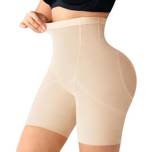 Nebility Tummy Control Shapewear for Women - Seamless Body Shaper Shorts Underwear High Waisted Girdle Under Dress Beige (Beige)