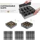 ZOBER All in One Christmas Ornament Storage Box & Decoration Container - Easy Access Removable Trays, Keeps 73 Ornaments - Adjustable Extent Area for Figurines and Pockets for Decoration - Gray