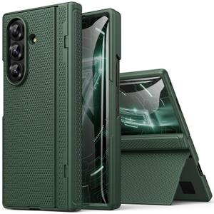 for Samsung Galaxy Z Fold 7 Case Slim with Kickstand, Full Hinge Protection, Tempered Screen Protector, Shockproof Cover, Daily Drop Protective Phone Case for Samsung Galaxy Z Fold7 2025, Green