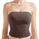 SUUKSESS Women Sexy Tube Top Summer Y2K Going Out Double Lined Basic Tank Top Small, Brown