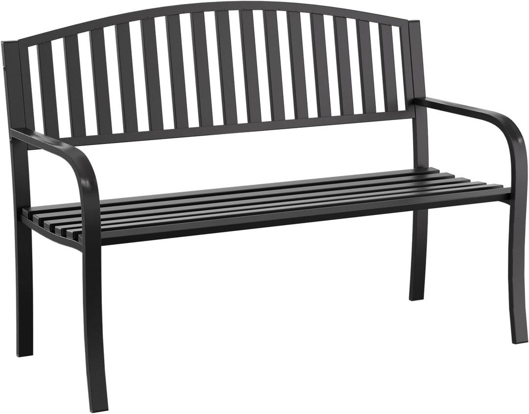 Outdoor Bench Garden Bench Patio Bench,Weatherproof Anti-Rust Metal Powder Coated Frame Park Bench,Metal Bench for Yard & Porch & Park (Vertical line)