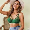 Avidlove Bralettes for Women Underwire Lace Floral Crossover Bra T-Shirt Everyday Bra Lingerie (Green, S)
