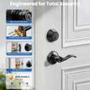 Veise Keyed Alike Front Door Handle Lock with Single Cylinder Deadbolt Combination Set, Exterior Entry Door Locksets with Deadbolt, Wave Zinc Alloy Style Lever keyed Entry Lock, Matte Black