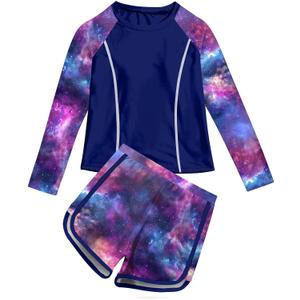 Vogseek Girls Rash Guard Swimsuits 2 Piece Bathing Suit UPF 50+ Summer Swimwear Size: 9-10 Years
