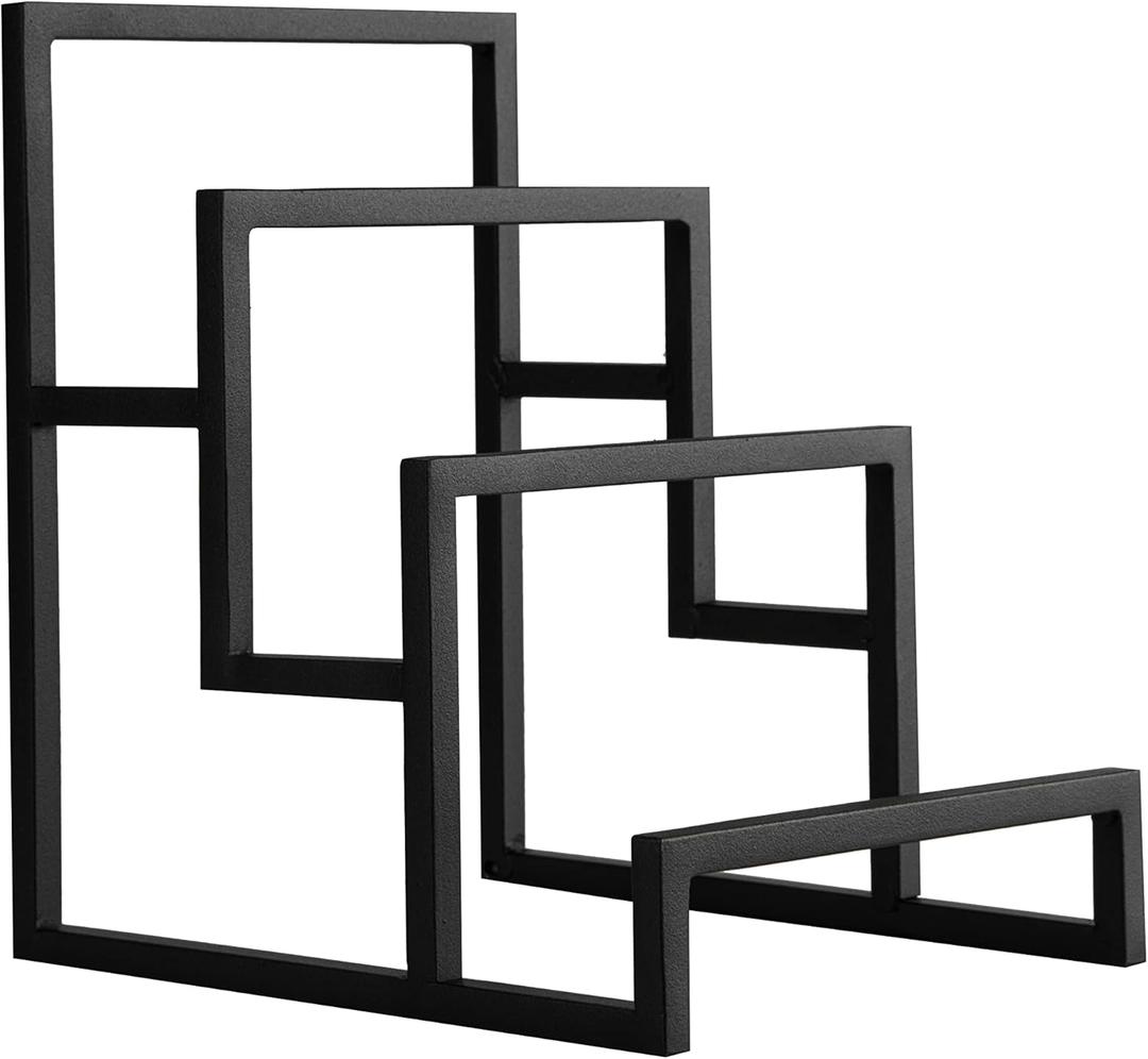 Matte Black Clutch Display Stand - Stylish 3-Step Clutch Handbag Holder and Purse Closet Organizer - Sleek Wallet Displays Rack for Boutique Store