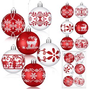 36 Pcs Christmas Ball Ornaments 2.36 Inches Glitter Christmas Tree Decorations Xmas Baubles Ball Set Xmas Hanging Pendants Decor for Holiday Party Decor(White, Red,Classic Style)