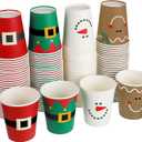 Funtery 100 Pieces Christmas Paper Cups Xmas Disposable Coffee Cups Snowflake Santa Snowman Elk Lights Christmas 9 Ounce Drinking Tea Paper for Daily Use Holiday (Bright Style)
