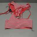 ZAFUL Cute One Shoulder Bikini Set Double Straps Tummy Control High Waisted Bandeau Bathing Suit Tie Side Textured Swimsuits (XS)