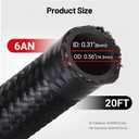 EVIL ENERGY 6AN Fuel Line Kit, 6AN Nylon Braided Fuel Line Hose Fitting Kit CPE 20FT Black
